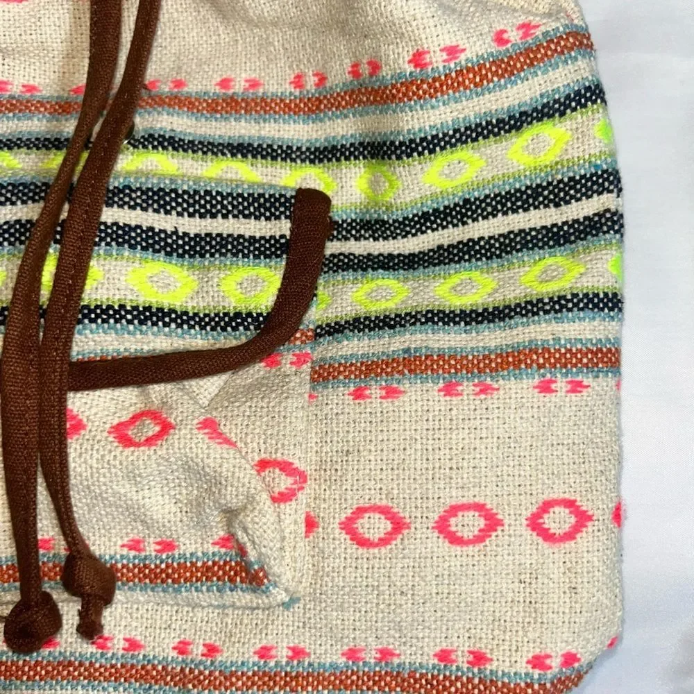 Backpack Linen Canvas Hobo Multicolor Natural Minimalist School Bags School